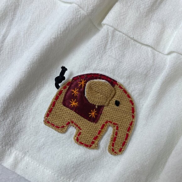 Walk Walk White Toddler Dress With Elephant Embroidery & Bow Straps Sz 1 - Picture 5 of 5